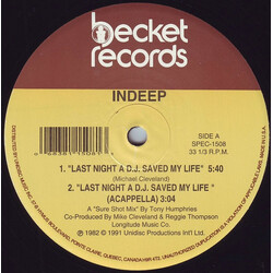 Indeep Last Night A D.J. Saved My Life USED VINYL 12INCH 33 S RPM REISSUE