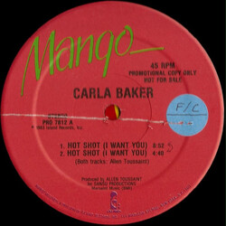 Carla Baker Hot Shot (I Want You) USED VINYL 12INCH PROMO 45 RPM