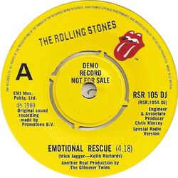 The Rolling Stones Emotional Rescue USED VINYL 7INCH 45 RPM SINGLE PROMO