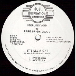 Sterling Void / Paris Brightledge It's All Right VINYL 12" USED
