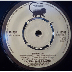 Emerson, Lake & Palmer Jerusalem USED VINYL 7INCH 45 RPM SINGLE