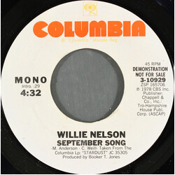Willie Nelson September Song USED VINYL 7INCH 45 RPM PROMO STYRENE STEREO MONO