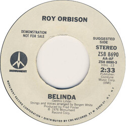 Roy Orbison Belinda USED VINYL 7INCH 45 RPM PROMO