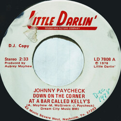 Johnny Paycheck Down On The Corner At A Bar Called Kelly's USED VINYL 7INCH 45 RPM SINGLE PROMO