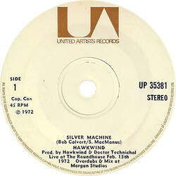 Hawkwind Silver Machine / Seven By Seven USED VINYL 7INCH SINGLE
