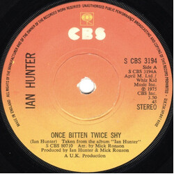 Ian Hunter Once Bitten Twice Shy USED VINYL 7INCH 45 RPM SINGLE