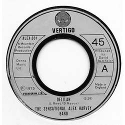 The Sensational Alex Harvey Band Delilah Vinyl 7" USED
