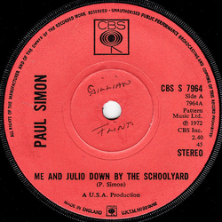 Paul Simon Me And Julio Down By The Schoolyard Vinyl 7" USED