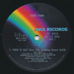 Gary Toms Turn It Out / Hurricane USED VINYL 12INCH 33 S RPM