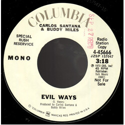 Carlos Santana / Buddy Miles Evil Ways Vinyl 7" USED