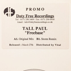 Tall Paul Freebase USED VINYL 12INCH WHITE LABEL PROMO