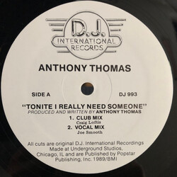 Anthony Thomas Tonite I Really Need Someone VINYL 12" USED