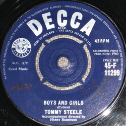 Tommy Steele Boys And Girls USED VINYL 7INCH 45 RPM SINGLE
