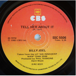 Billy Joel Tell Her About It Vinyl 7" USED