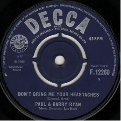 Paul & Barry Ryan Don't Bring Me Your Heartaches USED VINYL 7INCH 45 RPM