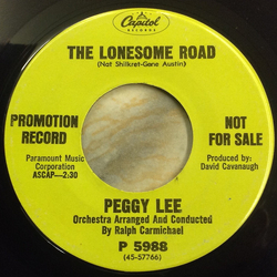 Peggy Lee The Lonesome Road Vinyl 7" USED