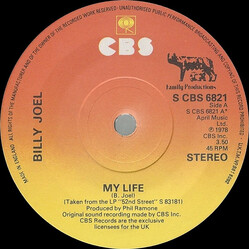 Billy Joel My Life USED VINYL 7INCH 45 RPM SINGLE STEREO