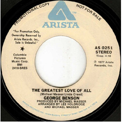 George Benson The Greatest Love Of All USED VINYL 7INCH 45 RPM PROMO SINGLE STEREO MONO