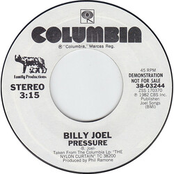 Billy Joel Pressure USED VINYL 7INCH 45 RPM PROMO STYRENE