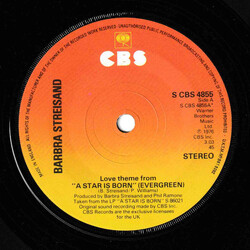 Barbra Streisand Love Theme From "A Star Is Born" (Evergreen) USED VINYL 7INCH 45 RPM SINGLE