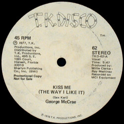 George McCrae Kiss Me (The Way I Like It) USED VINYL 12INCH 45 RPM PROMO SINGLE