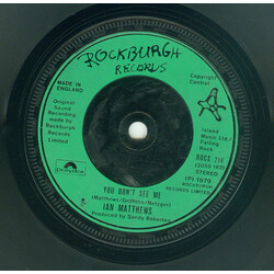 Iain Matthews You Don't See Me USED VINYL 7INCH 45 RPM SINGLE