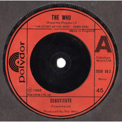 The Who Substitute USED VINYL 7INCH 45 RPM SINGLE MONO