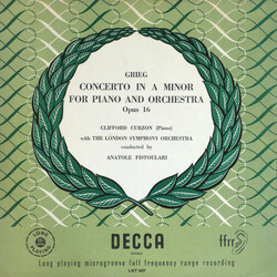 Edvard Grieg / Clifford Curzon / London Symphony Orchestra / Anatole Fistoulari Concerto In A Minor For Piano And Orchestra Opus 16 Vinyl LP USED