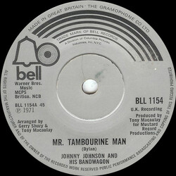 Johnny Johnson And The Bandwagon Mr. Tambourine Man VINYL 7" USED