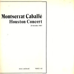 Montserrat Caballé Houston Concert Vinyl LP USED