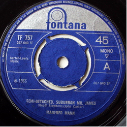 Manfred Mann Semi-Detached, Suburban Mr. James Vinyl 7" USED