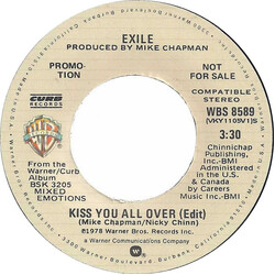 Exile (7) Kiss You All Over USED VINYL 7INCH 45 RPM SINGLE PROMO