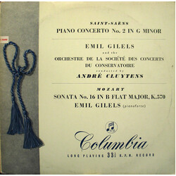 Camille Saint-Saëns / Emil Gilels / Wolfgang Amadeus Mozart / Orchestre De La Société Des Concerts Du Conservatoire / André Cluytens Piano Concerto No