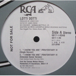 Lotti Dotti I Know You Are / Penitentiary III USED VINYL 12INCH 33 S RPM PROMO STEREO