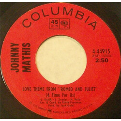 Johnny Mathis Love Theme From "Romeo And Juliet" (A Time For Us) USED VINYL 7INCH 45 RPM STYRENE