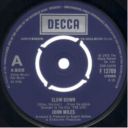 John Miles Slow Down USED VINYL 7INCH 45 RPM STEREO