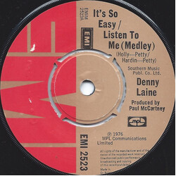 Denny Laine It's So Easy / Listen To Me (Medley) USED VINYL 7INCH 45 RPM SINGLE
