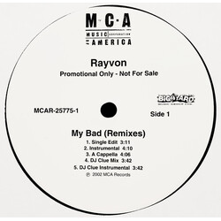 Rayvon My Bad (Remixes) / 2-Way USED VINYL 12INCH SINGLE PROMO