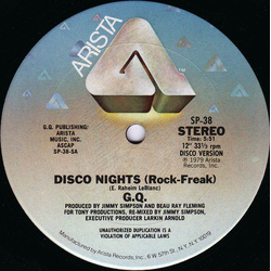 GQ Disco Nights (Rock-Freak) / Boogie Oogie Oogie USED VINYL 12INCH 33 S RPM SINGLE STEREO