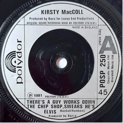 Kirsty MacColl There's A Guy Works Down The Chip Shop Swears He's Elvis Vinyl 7" USED