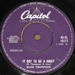 Hank Thompson It Got To Be A Habit / Will We Start It All Over Again USED VINYL 7INCH 45 RPM SINGLE