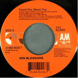 Gin Blossoms Found Out About You USED VINYL 7INCH 45 RPM STEREO