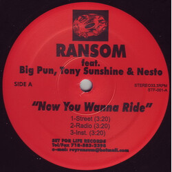 Ransom (5) / Reef Hustle Now You Wanna Ride / You'll See USED VINYL 12INCH 33 S RPM