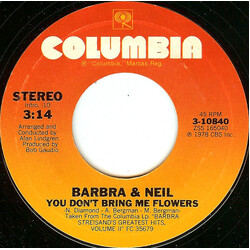 Barbra Streisand / Neil Diamond You Don't Bring Me Flowers VINYL 7" USED