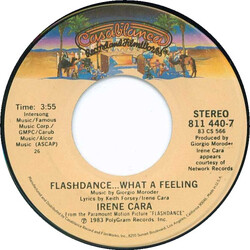 Irene Cara Flashdance ... What A Feeling USED VINYL 7INCH 45 RPM SINGLE STEREO