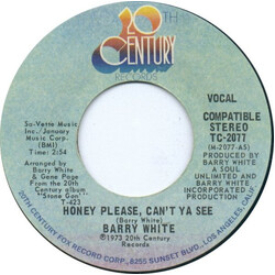 Barry White Honey Please, Can't Ya See USED VINYL 7INCH 45 RPM STYRENE STEREO