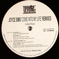 Joyce Sims Come Into My Life (Remixes) USED VINYL 12INCH 33 S RPM LIMITED EDITION PROMO