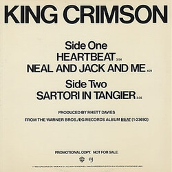 King Crimson Heartbeat USED VINYL 12INCH SINGLE PROMO