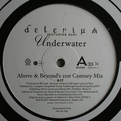 Delerium / Rani Underwater USED VINYL 12INCH 33 S RPM PROMO STEREO