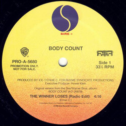 Body Count (2) / Ice-T The Winner Loses / Fly By USED VINYL 12INCH PROMO